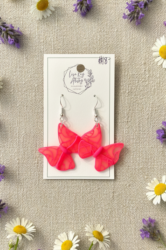 Dopamine Pink Butterfly Dangles