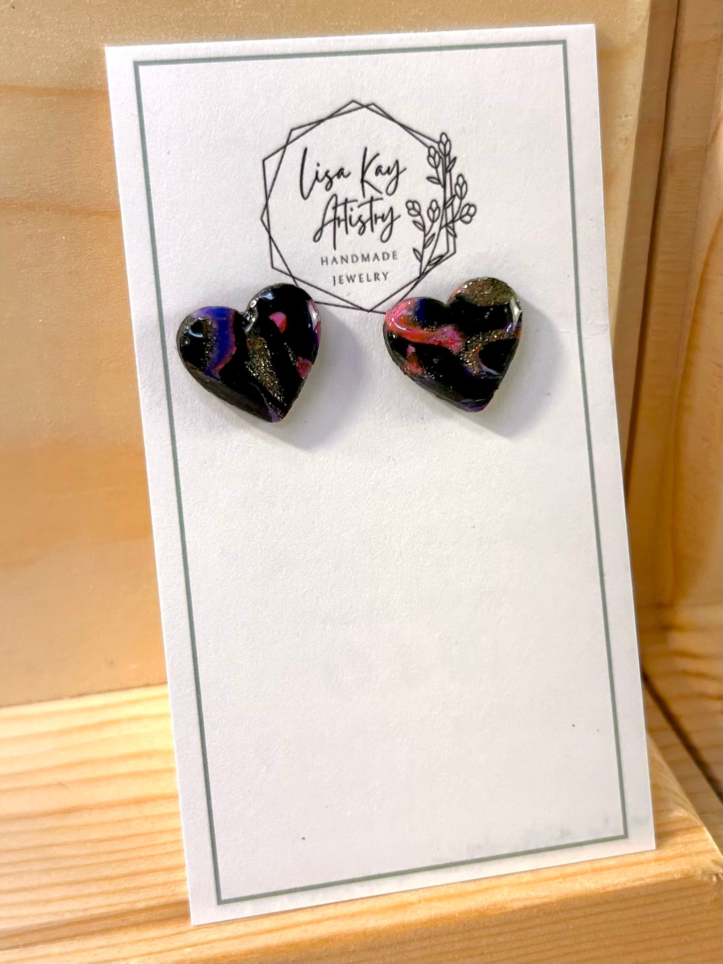 Northern Lights Small Dark Heart studs