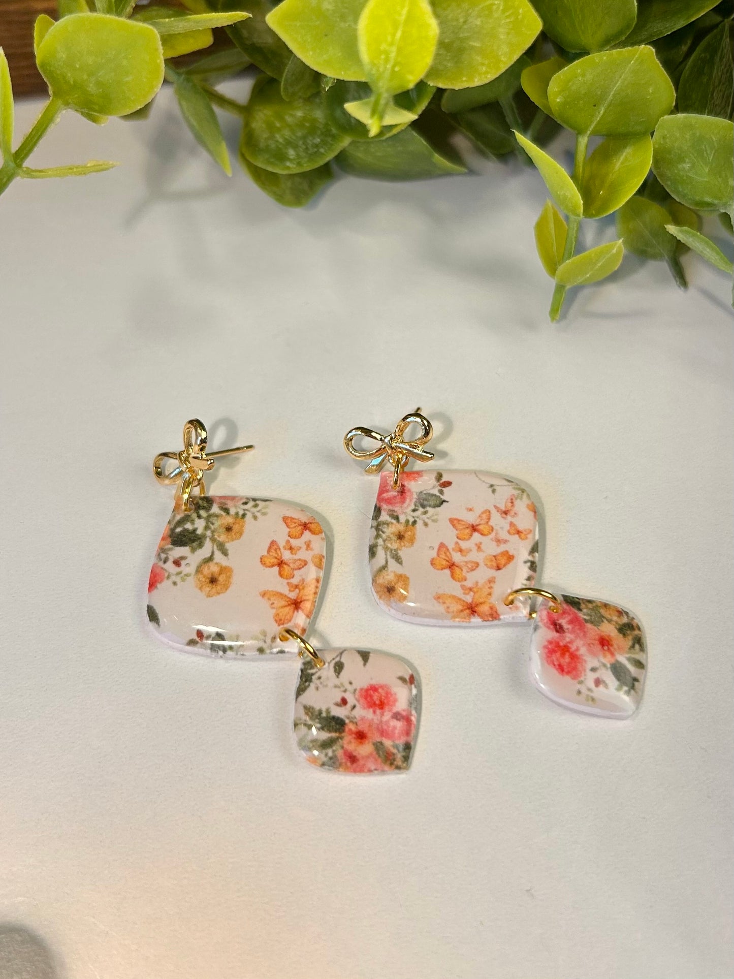 Floral Double Diamond Dangle (Small)