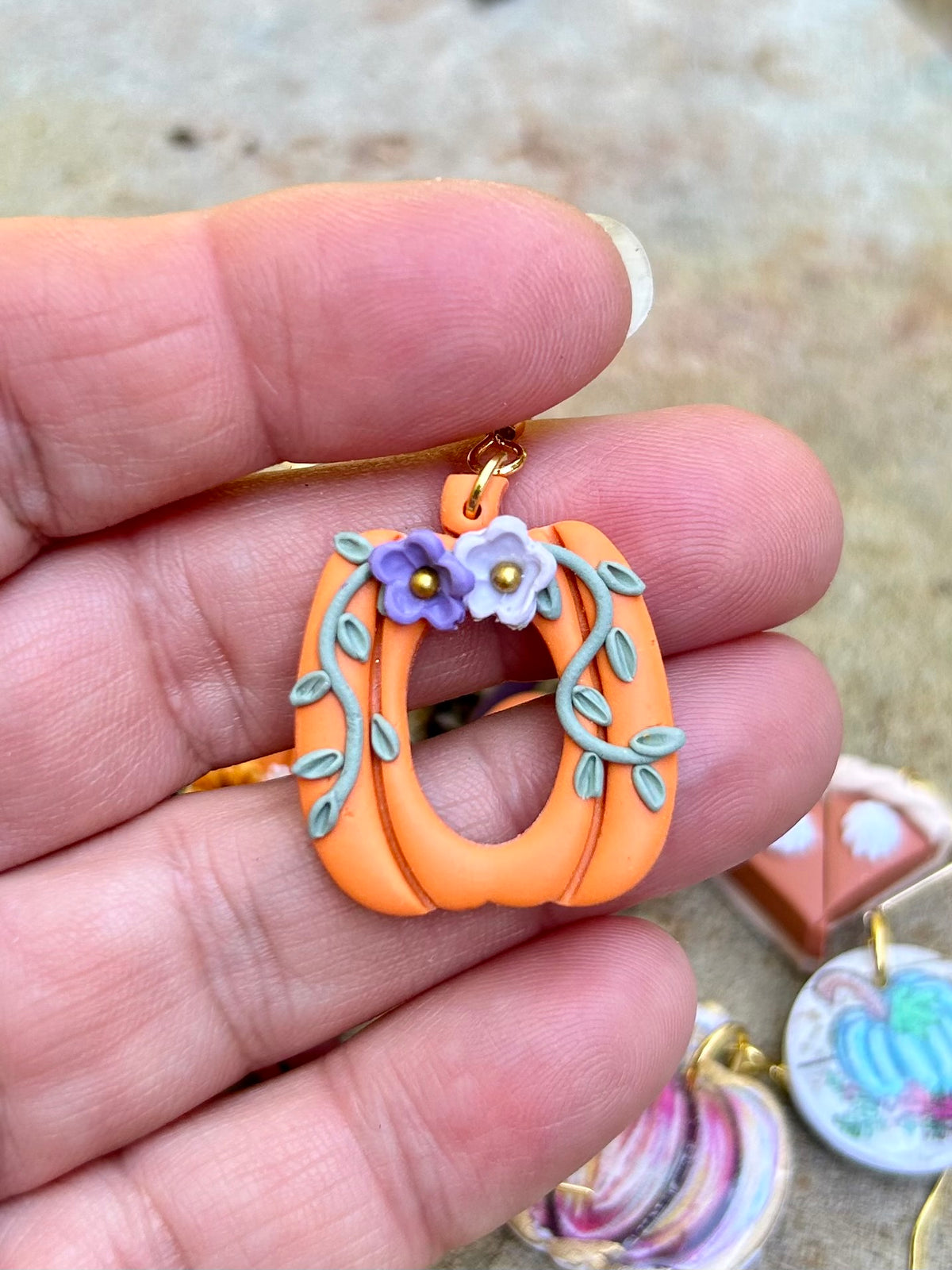 Orange Pumpkin Dangle Earrings 1.0