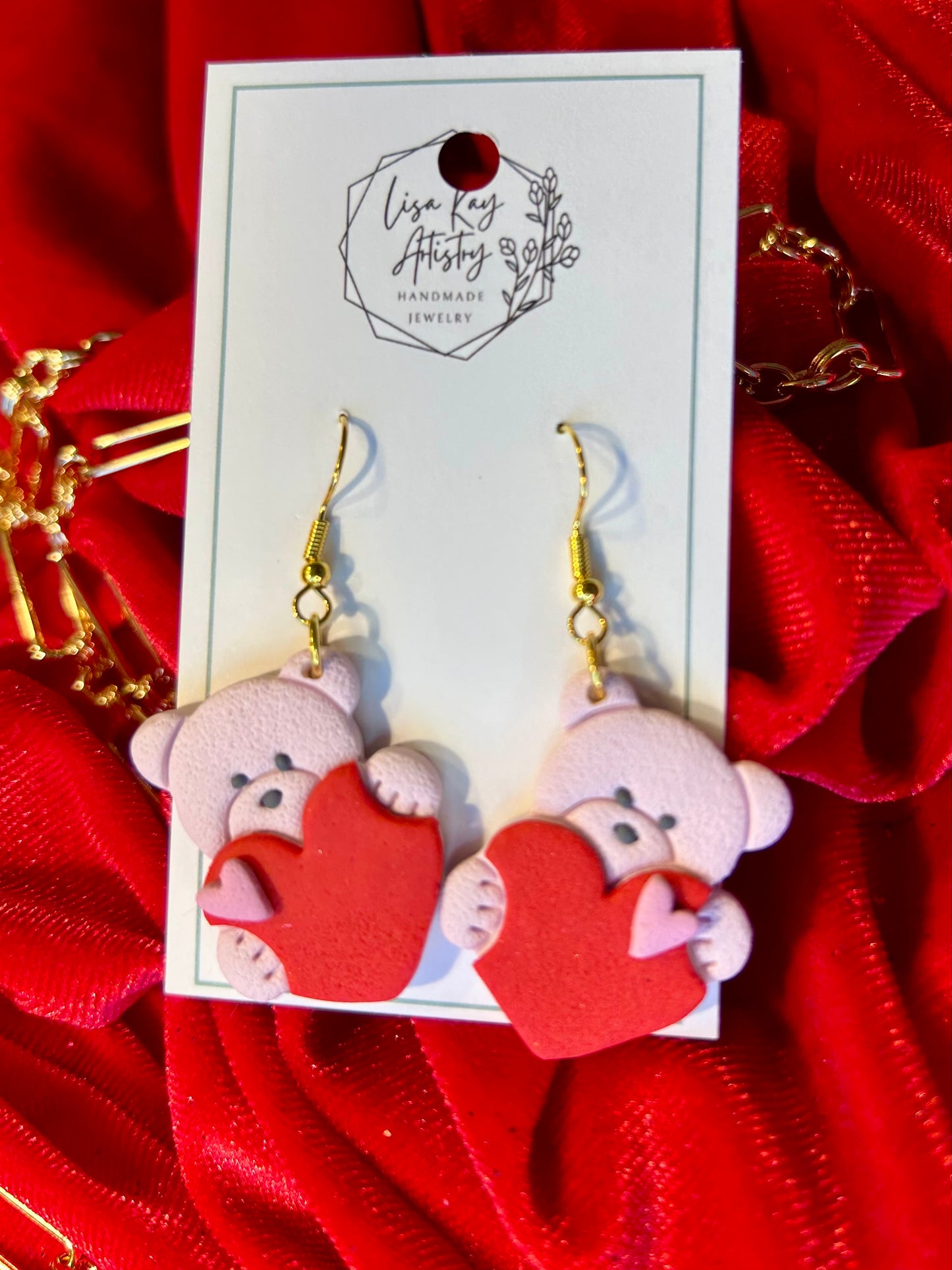 Valentine Pink Bear with Heart Dangle