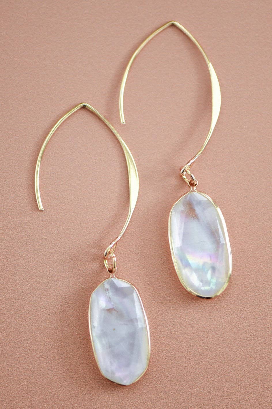 White Pearl Wire Threader Drop Earrings - 6179