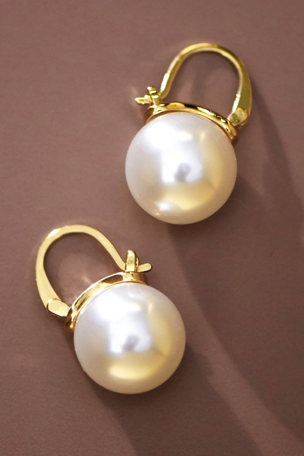 Pearl and 18K Gold PVD Plated Stainless Steel Pearl Drop Earrings - 8036