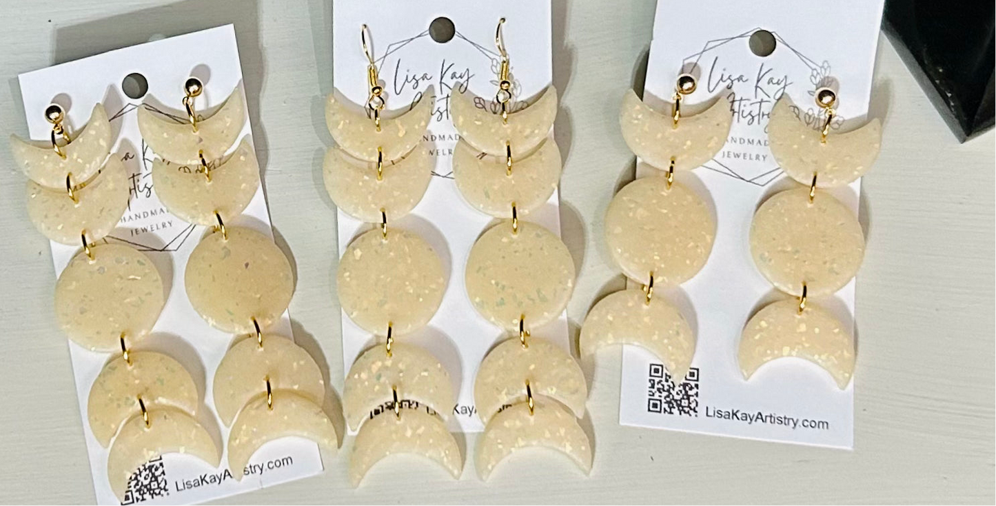Moon Phase 5 Piece Opal Dangle