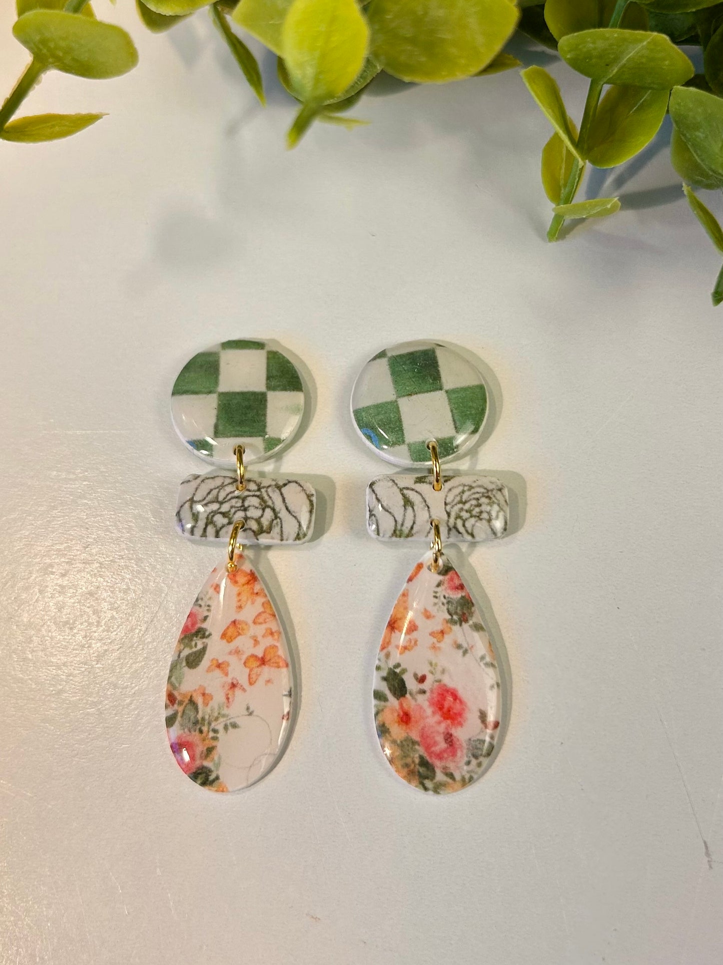 Green Check & Floral 3 Piece Teardrop