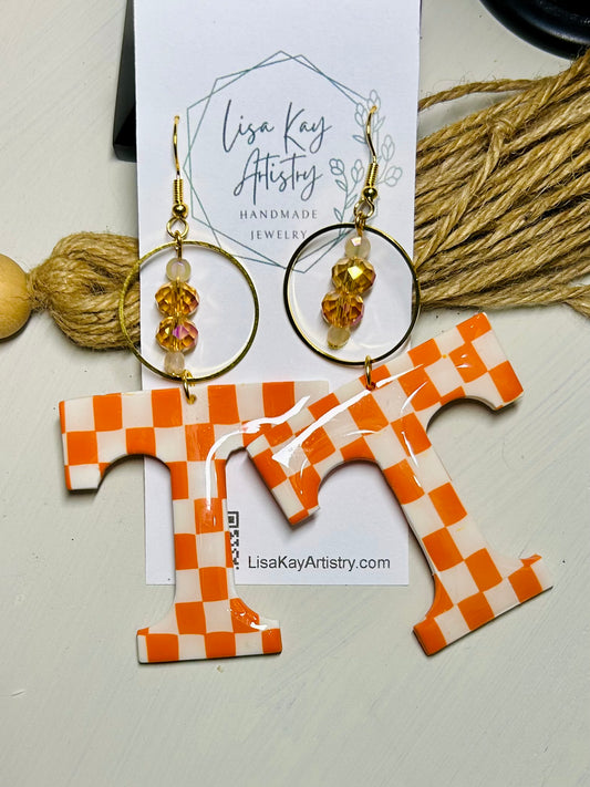Tennessee Power T Checkerboard - 2 inch with beaded charm