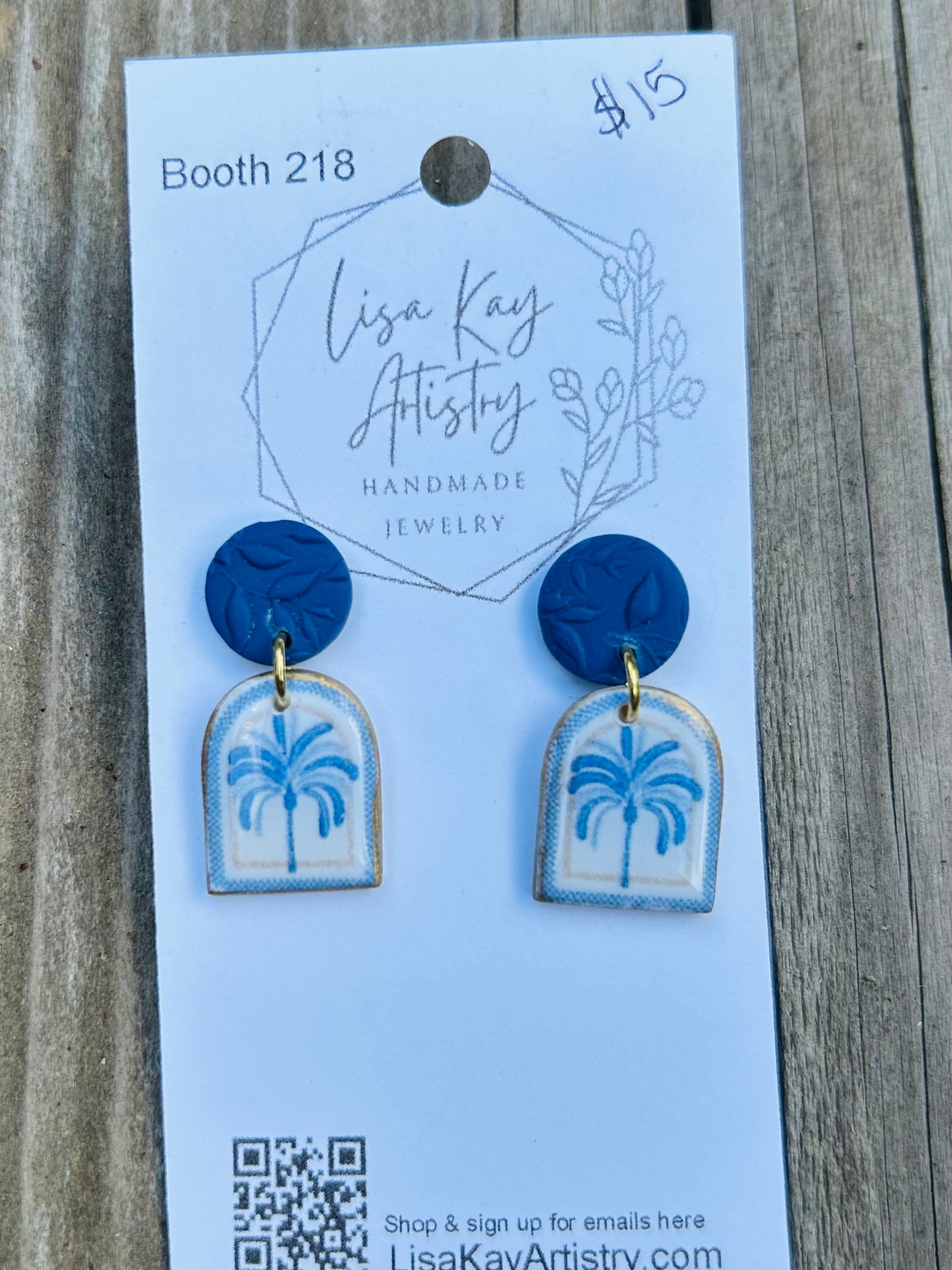 Delft Seaside Dangle Small Rounded Arch Palm Tree 2 Piece