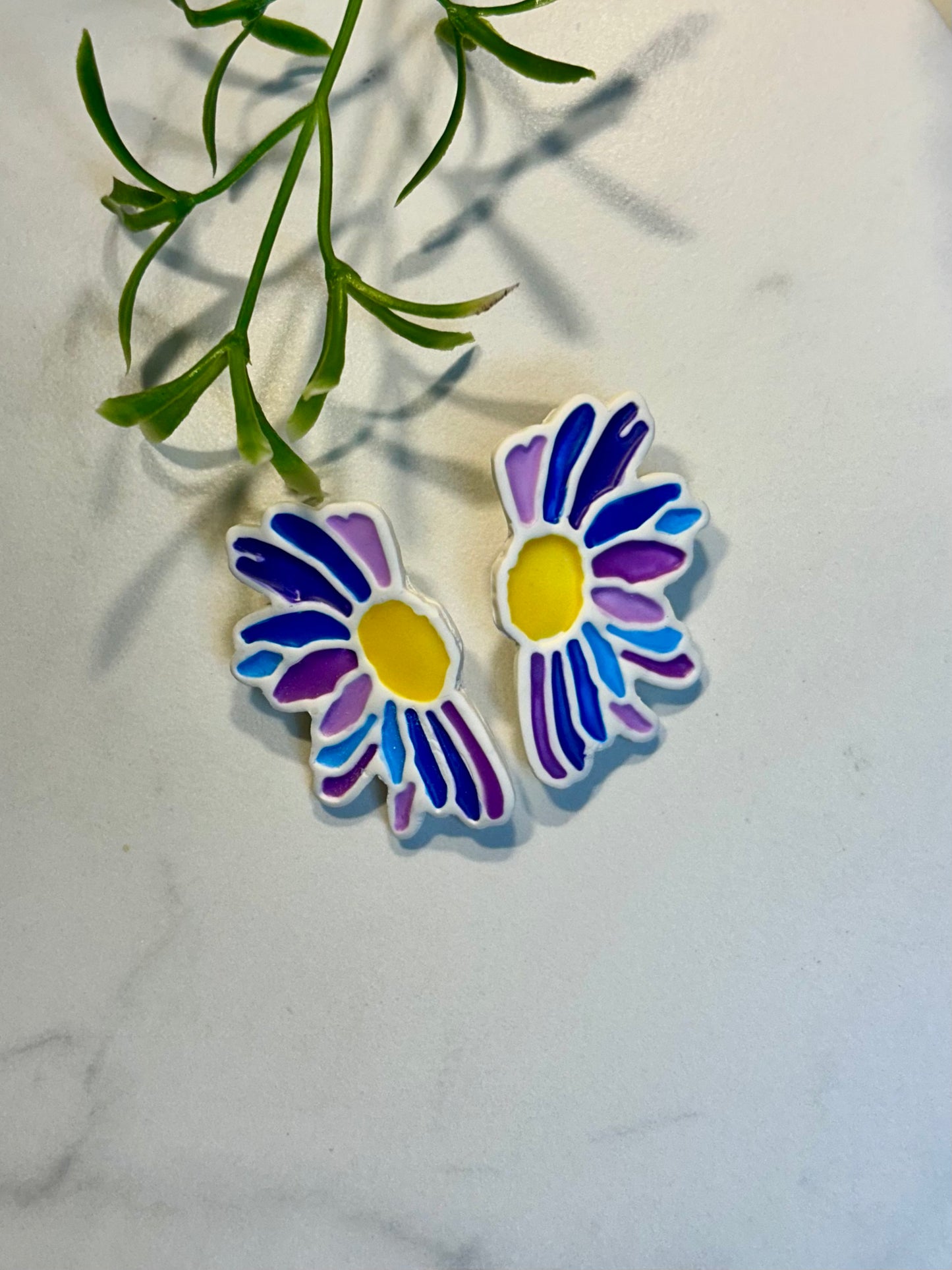 Stained Glass Flower Studs