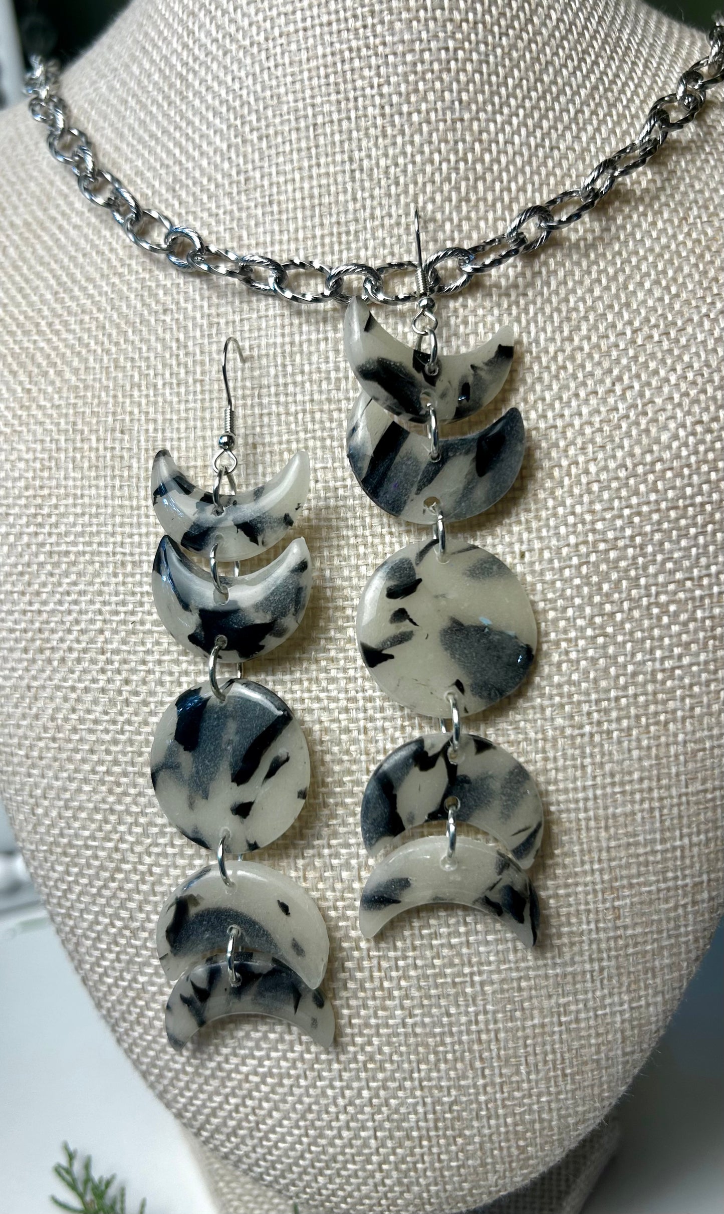Moon Phase 5 Piece Smokey Quartz Dangle
