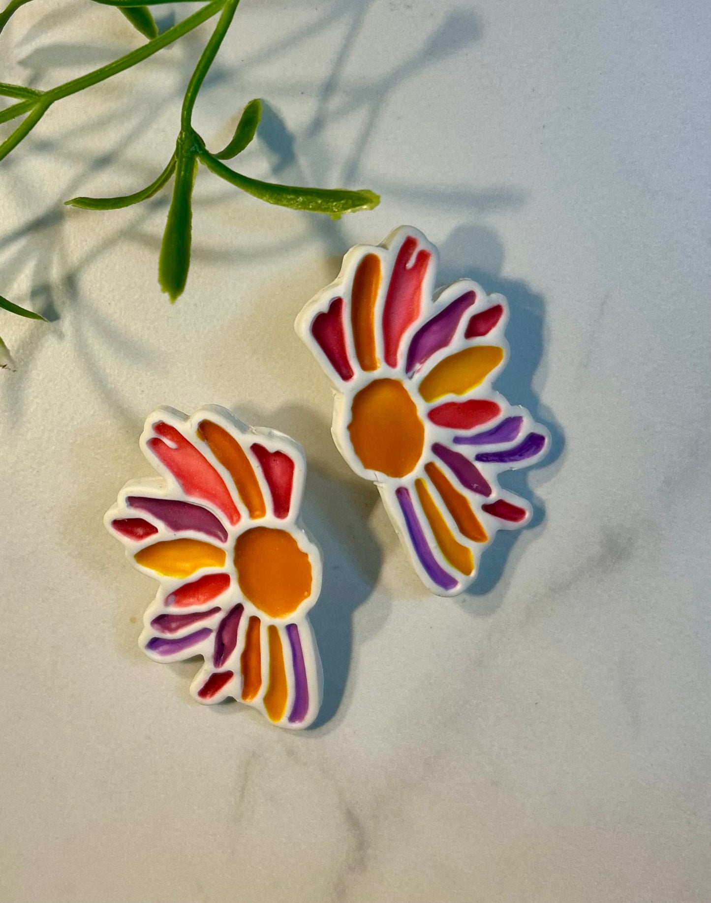 Stained Glass Flower Studs