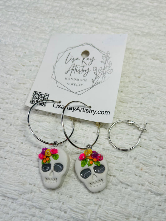 Sugar Skull Hoops or Dangles