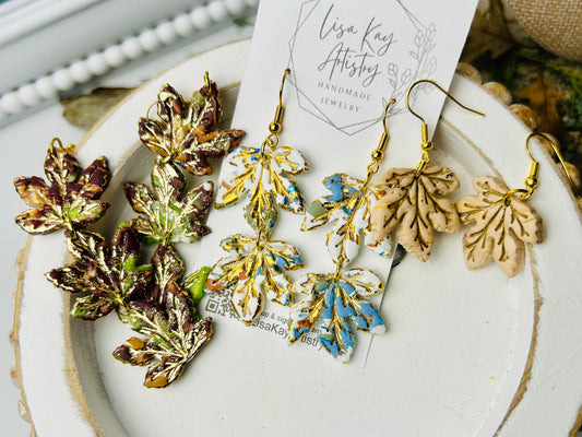 Leaf Earring Stack Dangles or studs