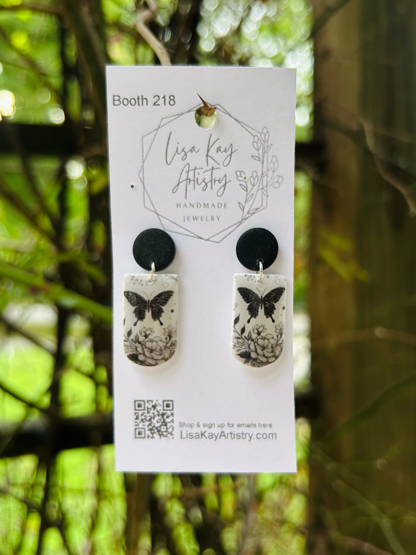 Tattoo Art Bell Earrings – Black & White Line Art Jewelry with Floral & Symbolic Motifs