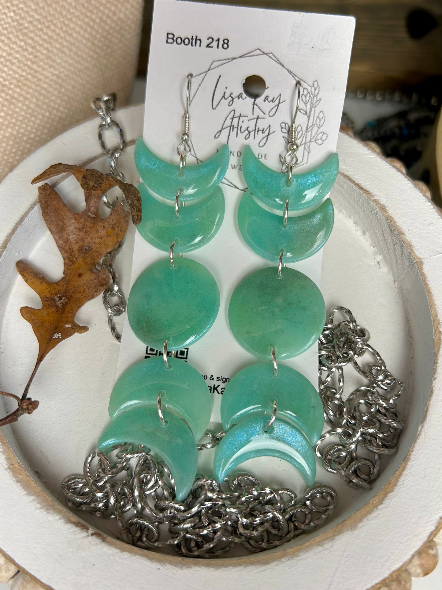 Moon Phase 5 Piece Sea Glass Dangle