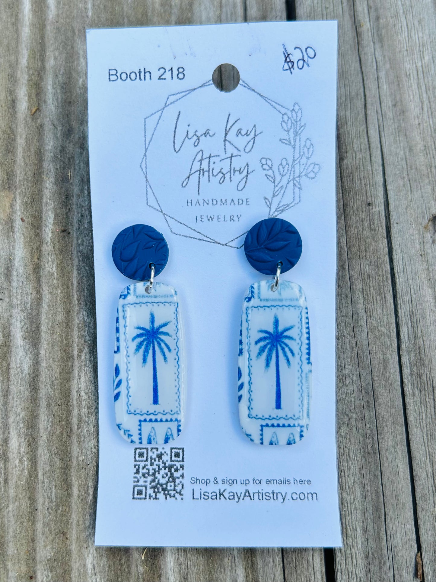 Delft Seaside Dangle Rounded Rectangle Palm Tree 2 Piece