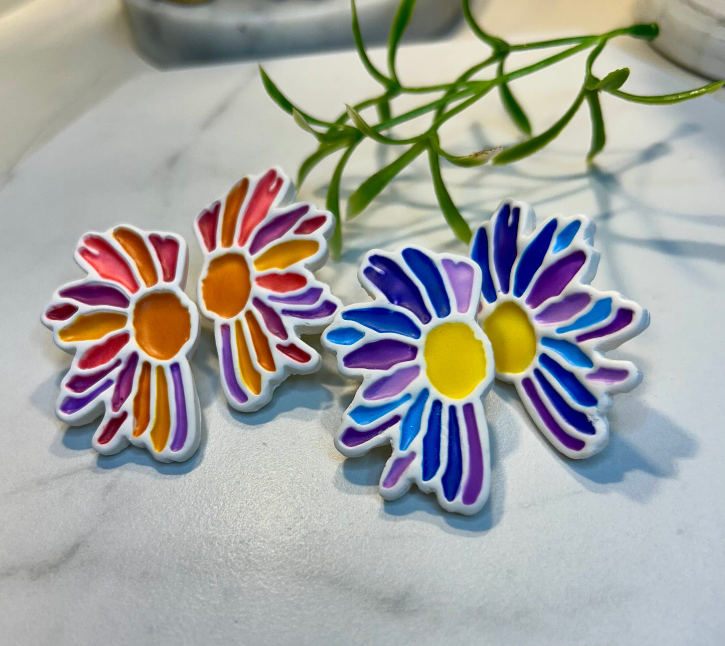 Stained Glass Flower Studs
