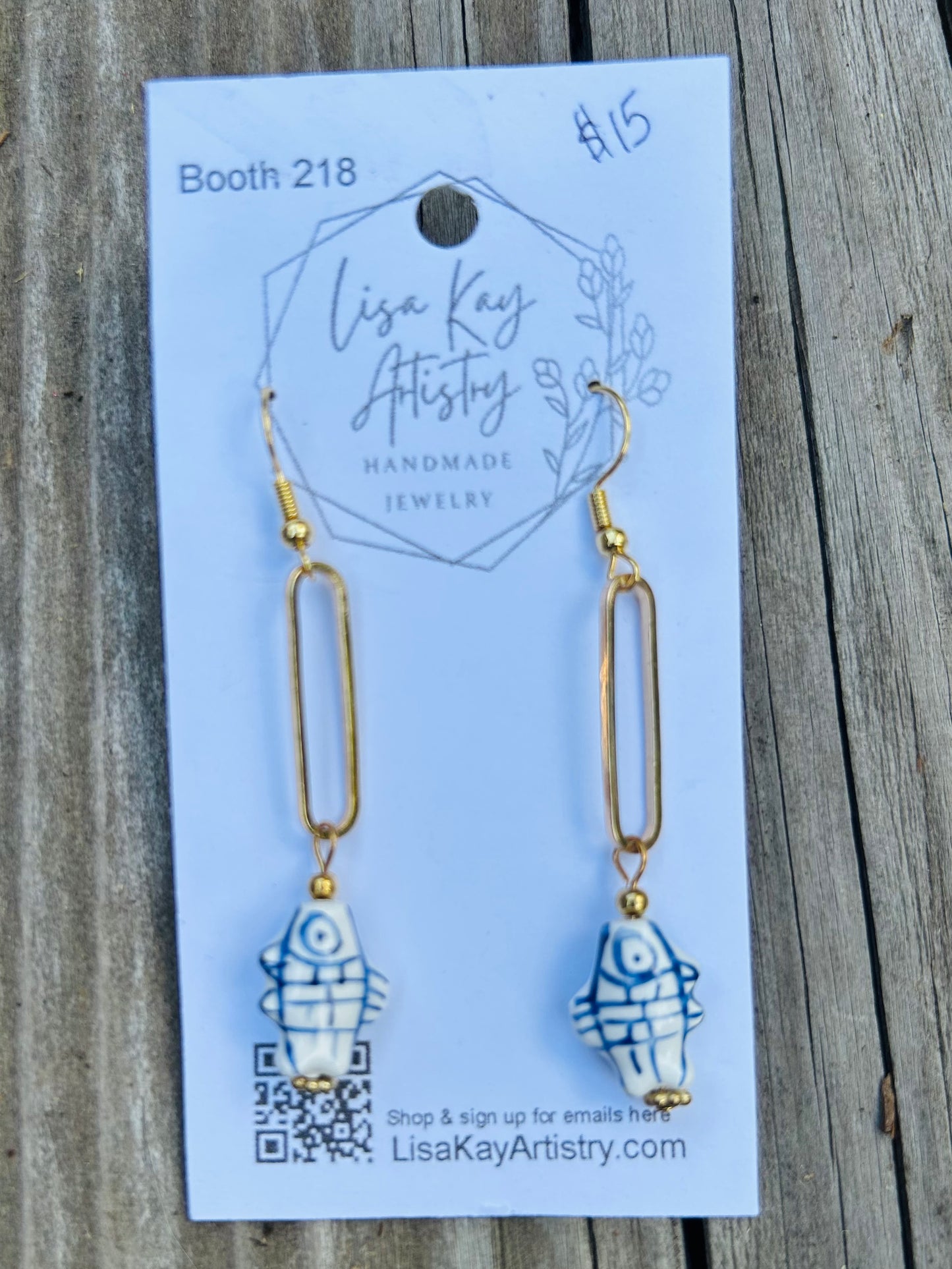 Delft Seaside Dangle Ceramic Hand Painted Fish 2 Piece