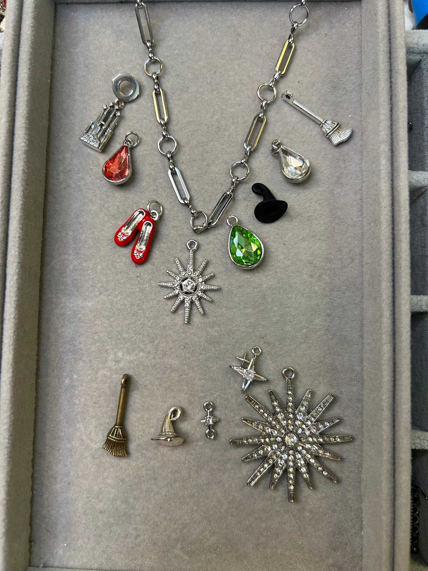 Wizard of Oz Charm Inspired Necklace – Witch Hat, Broom, Ruby Slippers & More