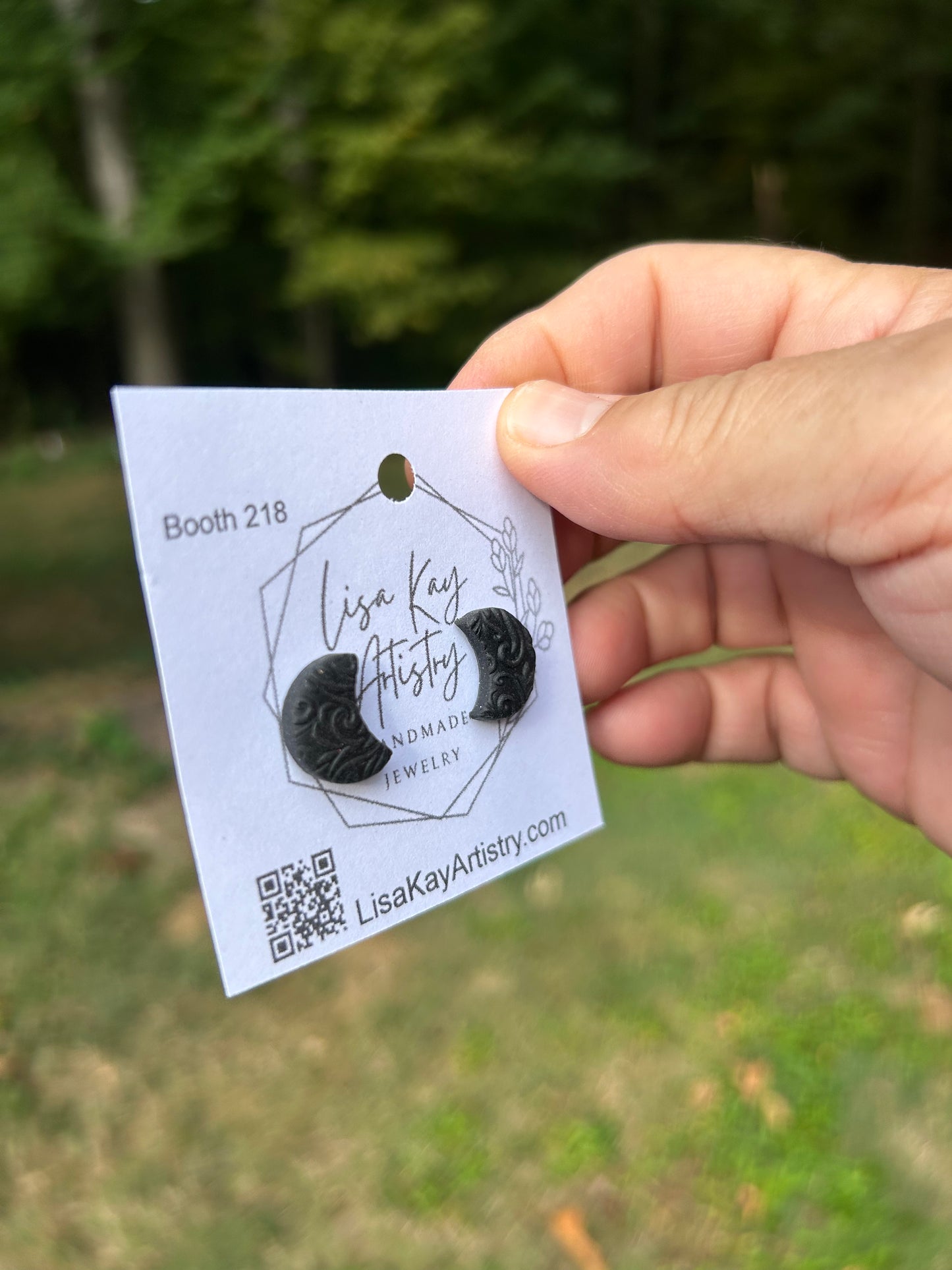 Moon Studs - Matte Crescent Moon Embossed