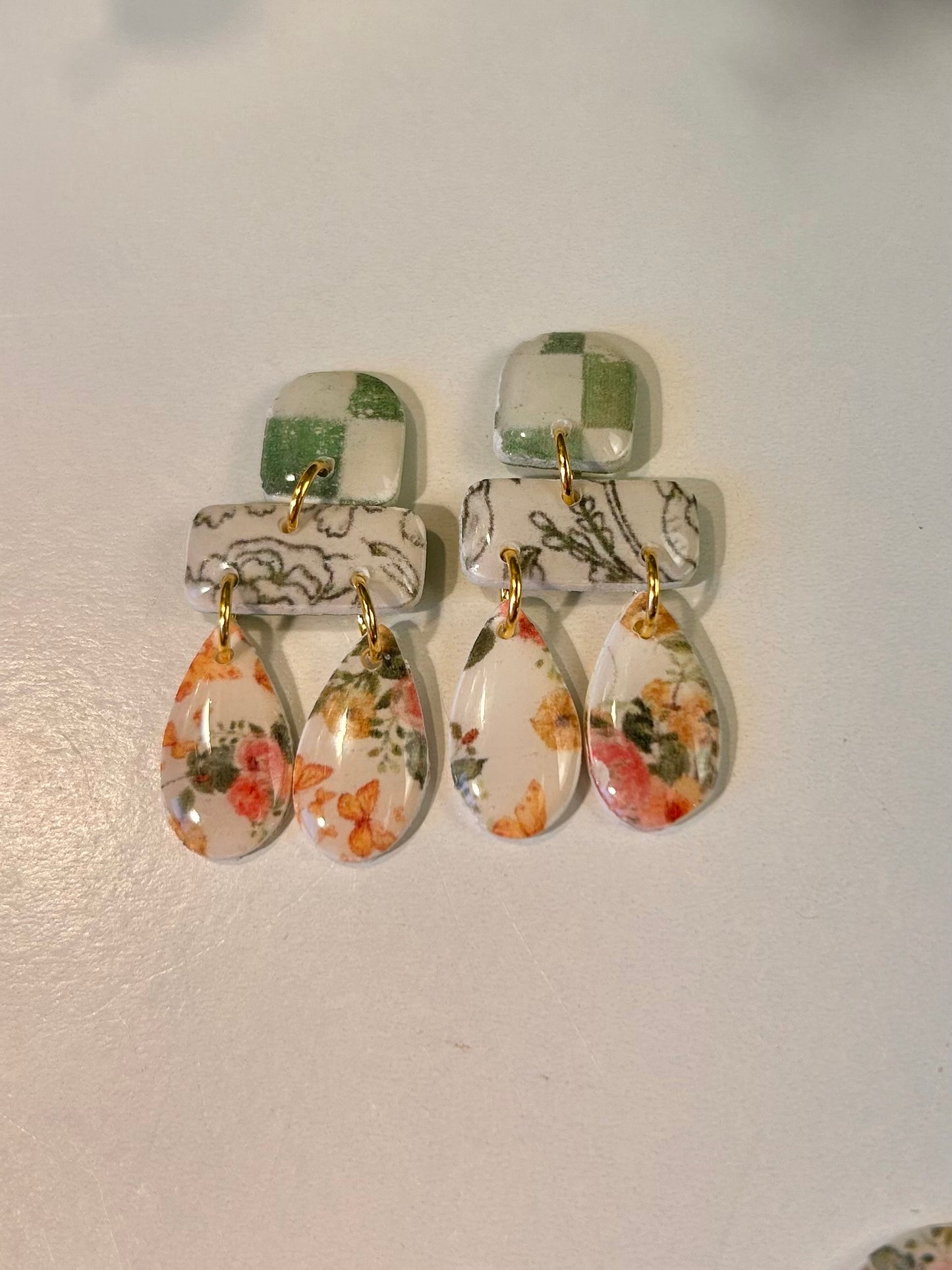 Green Check & Chinioserie 4 Piece