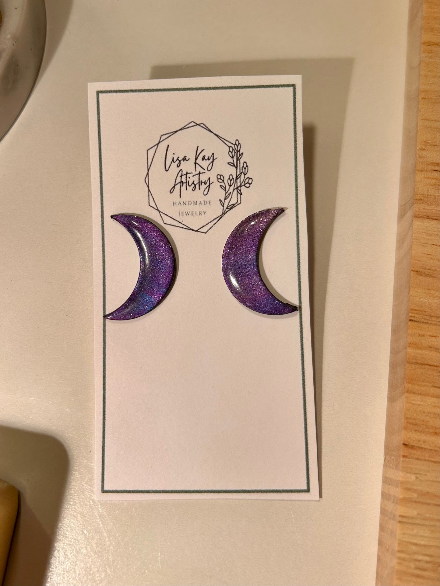 Northern Lights Small Purple Crescent Moon studs