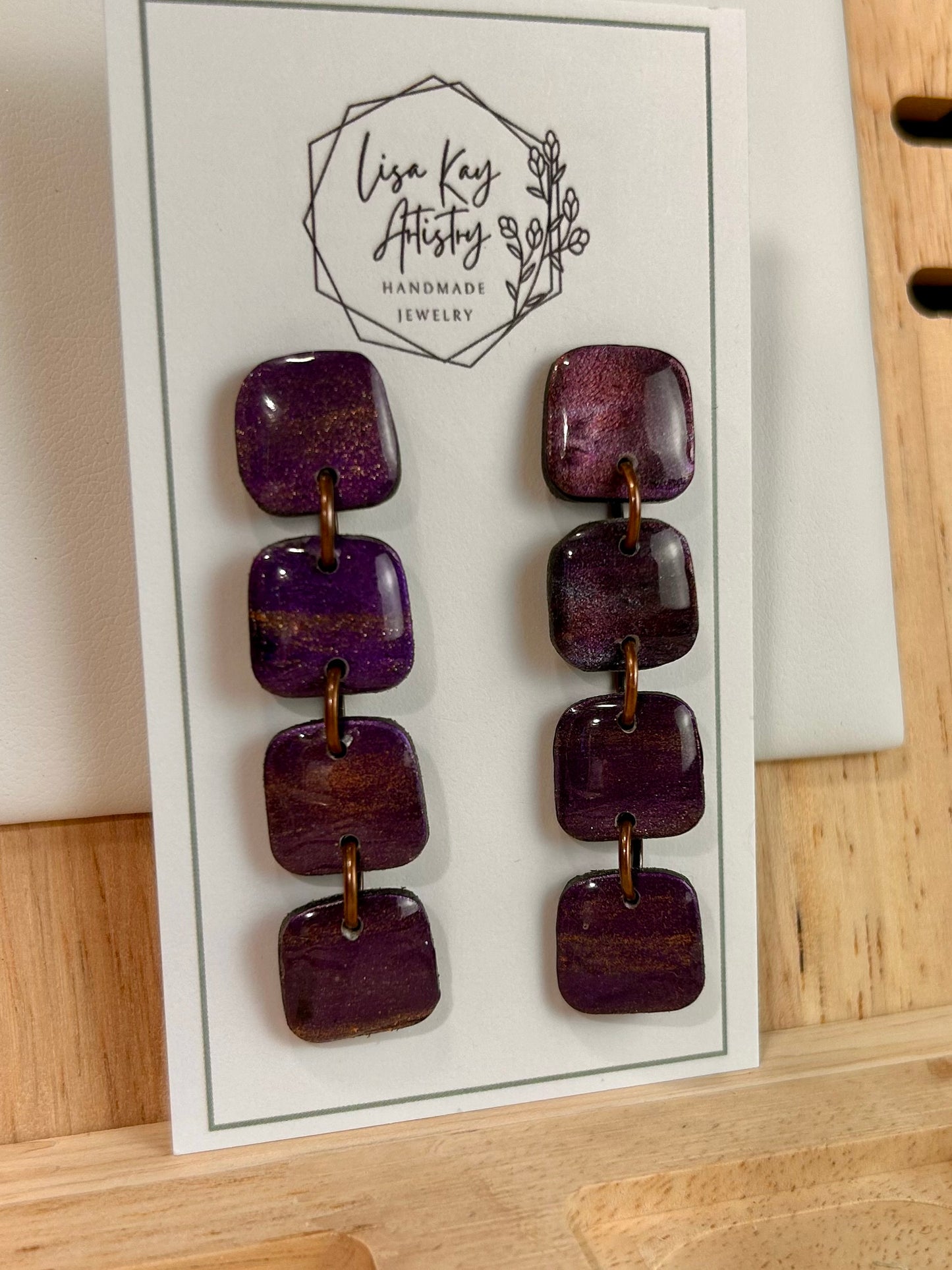 Northern Lights Purple Small Rounded Square Dangles