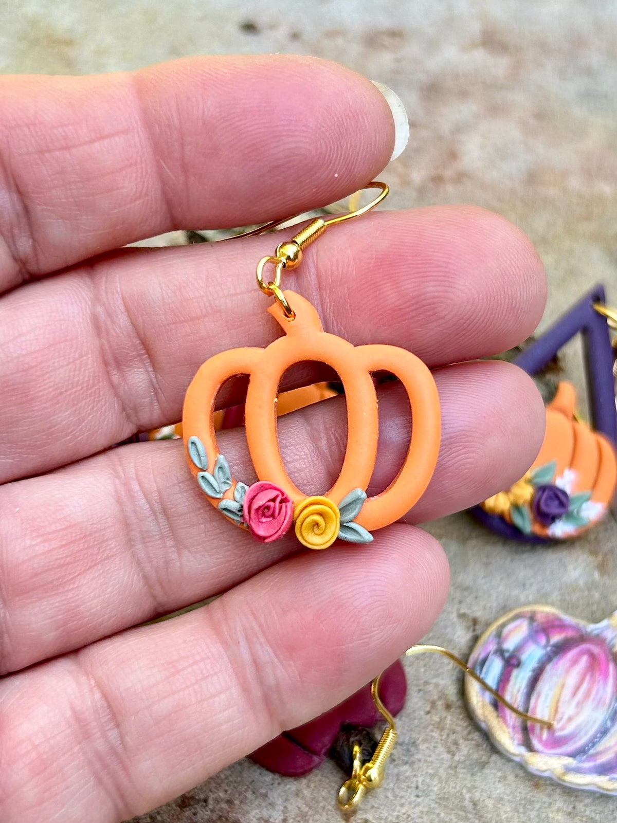 Orange Pumpkin Dangle Earrings 2.0