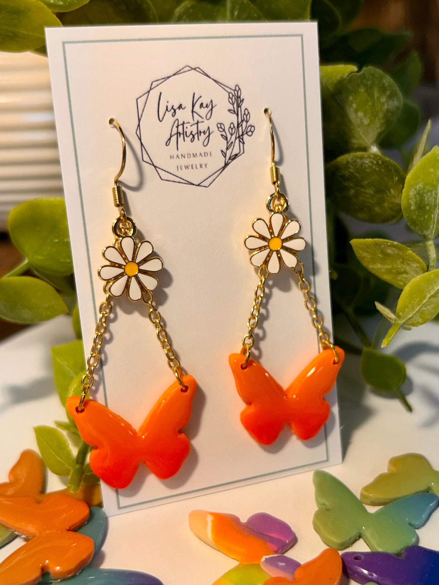 Butterfly with Chains and Charms in Dangles or Studs