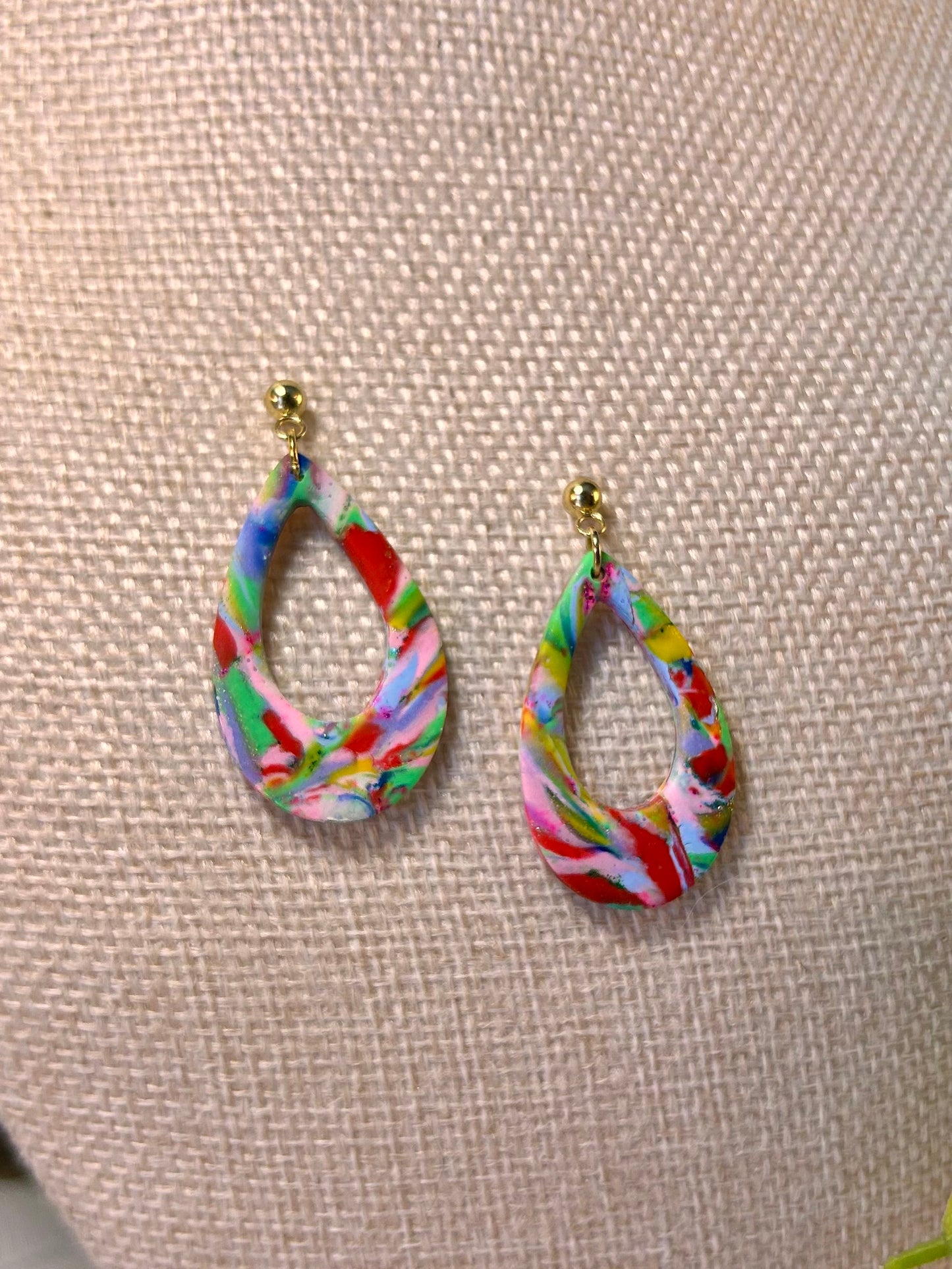 Rainbow Small Open Teadrop Dangles