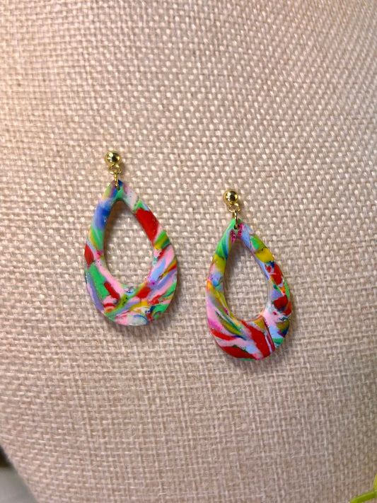 Rainbow Small Open Teadrop Dangles