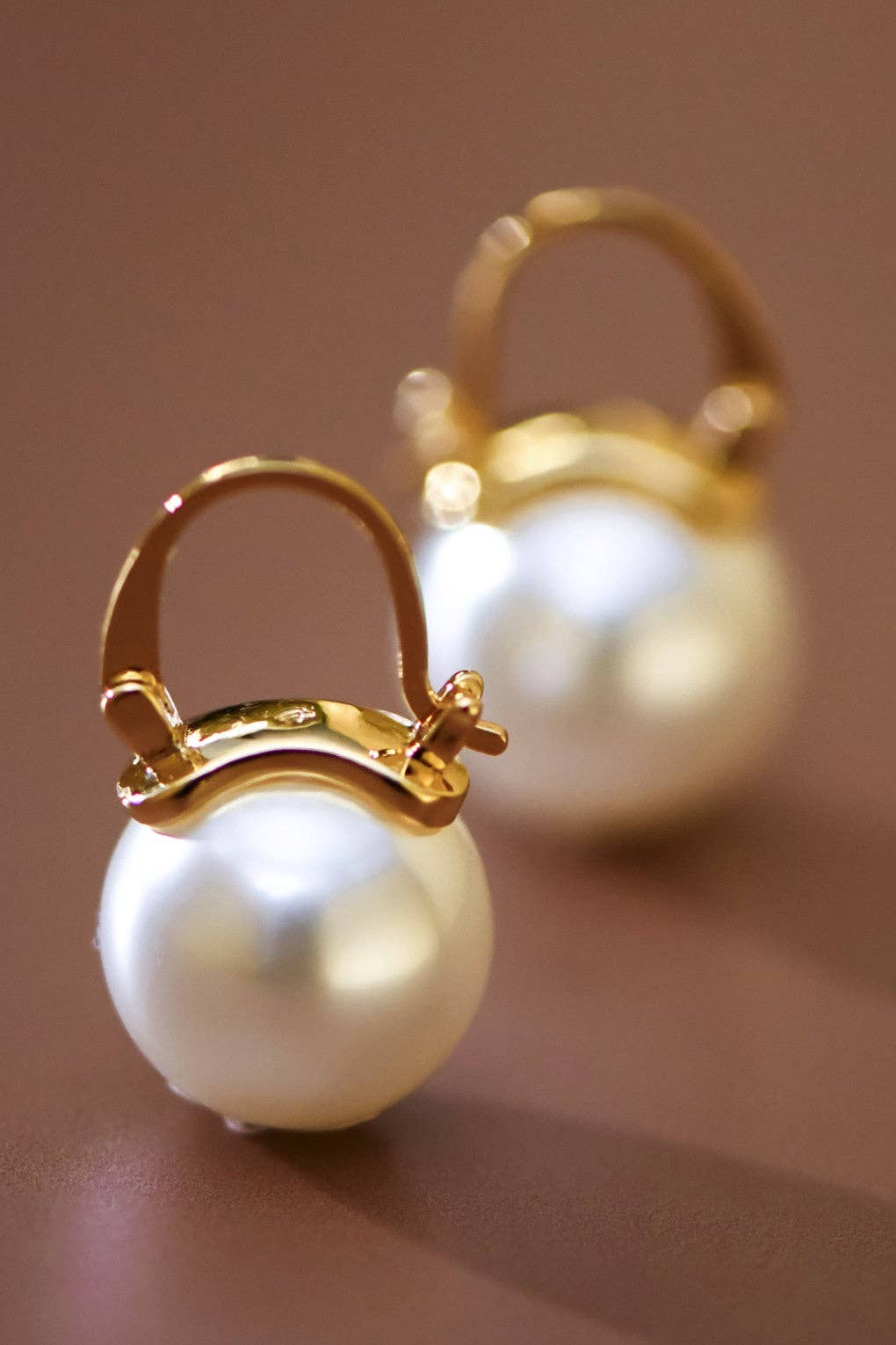 Pearl and 18K Gold PVD Plated Stainless Steel Pearl Drop Earrings - 8036