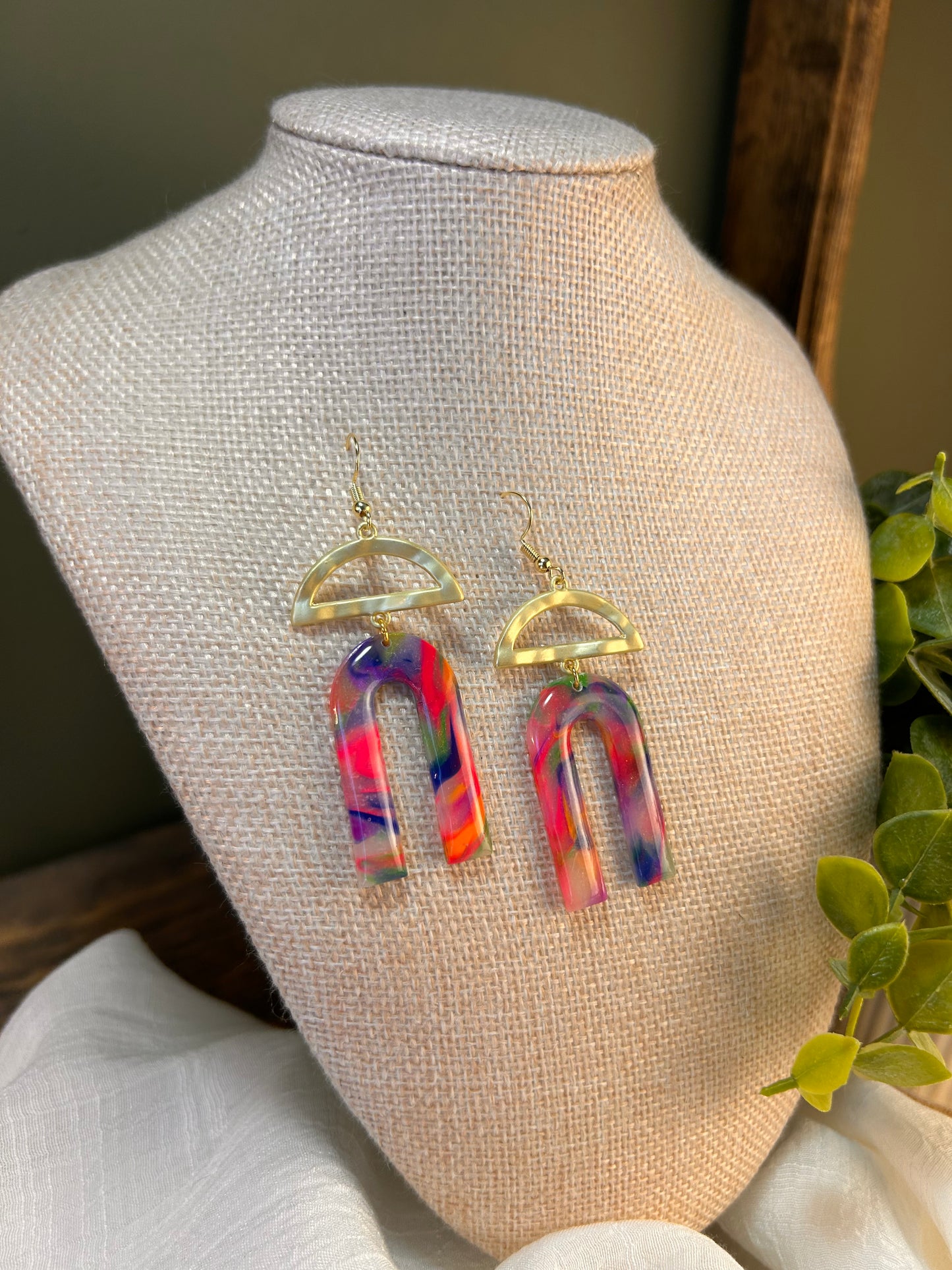 Rainbow Arch Dangle Earrings One of a Kind