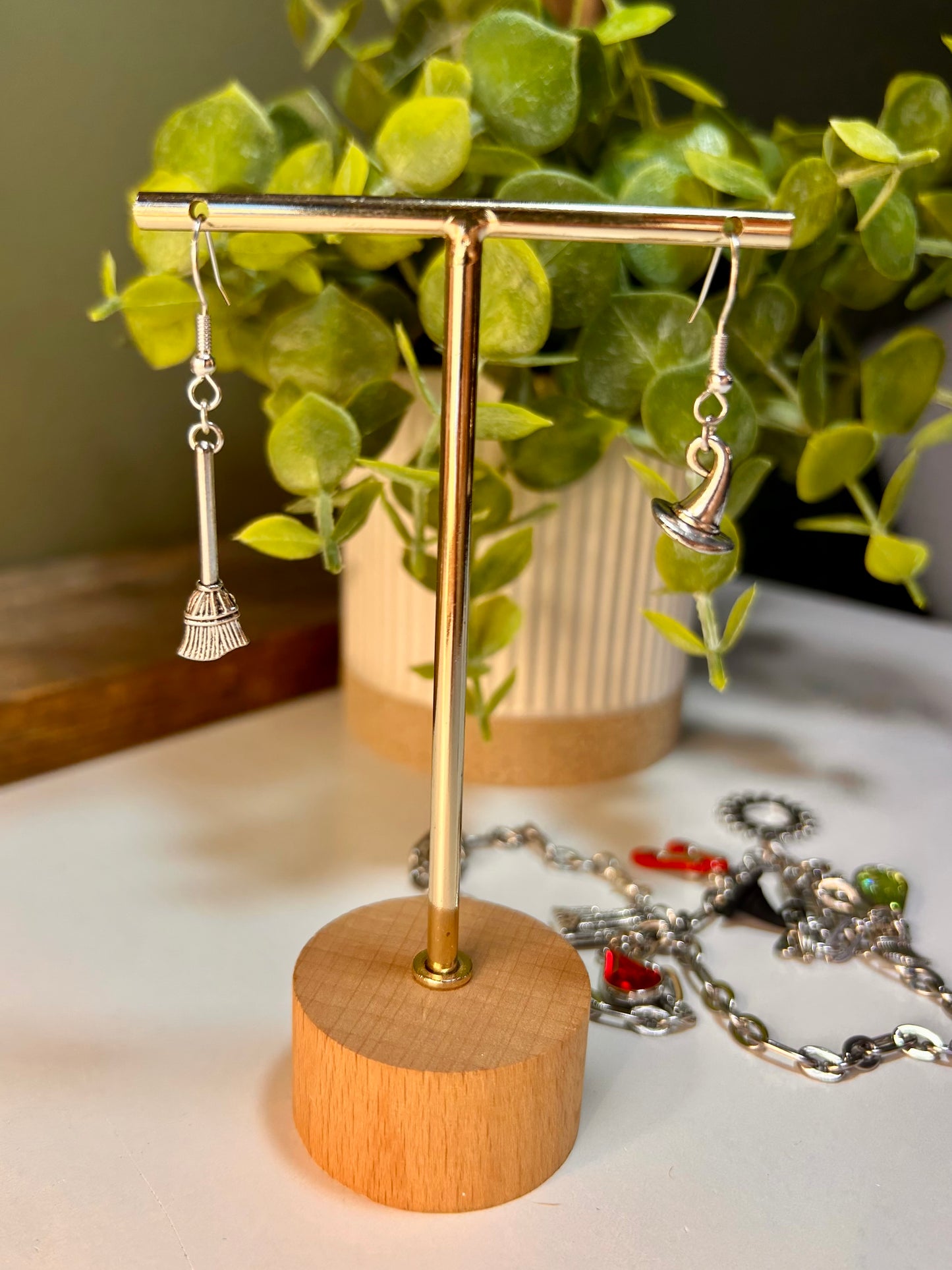 Wizard of Oz Charm Inspired Necklace, Earrings and Bracelet – Witch Hat, Broom, Ruby Slippers & More