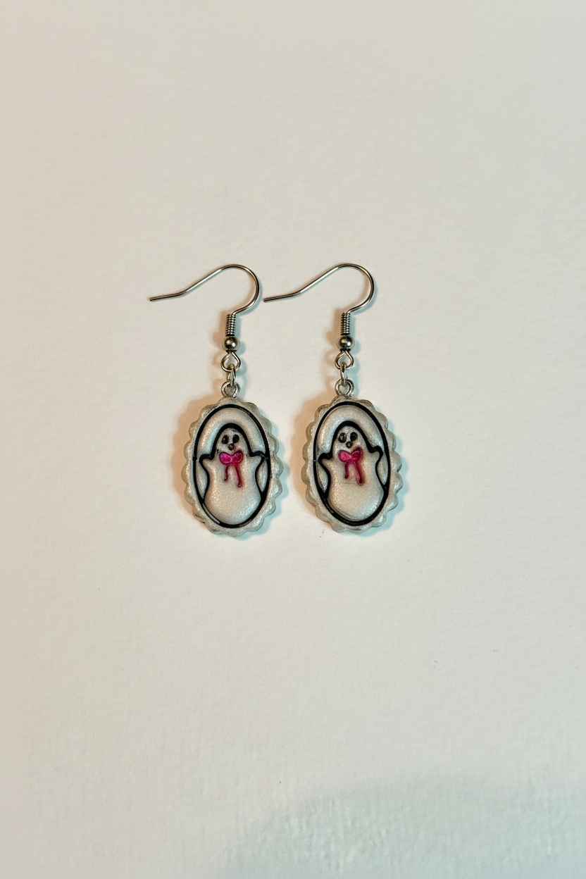 Pearl Ghost Cameo Earrings or Charms
