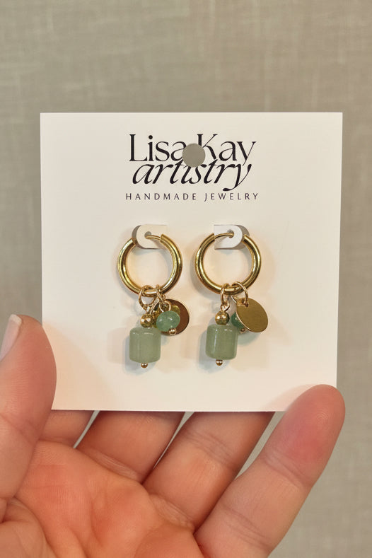Huggie Hoops with Stone Dangles