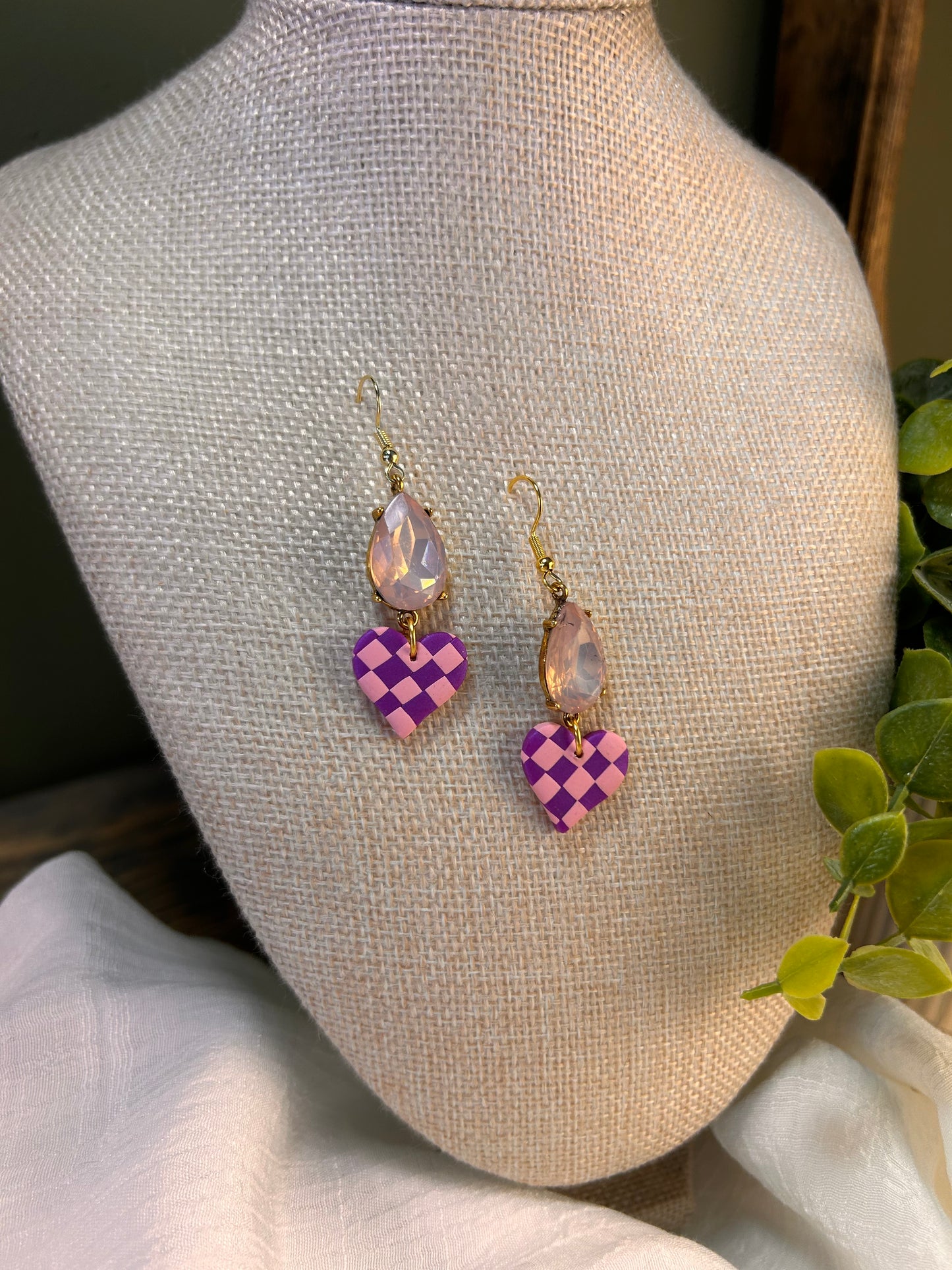 Pinkest Gem Heart Dangles