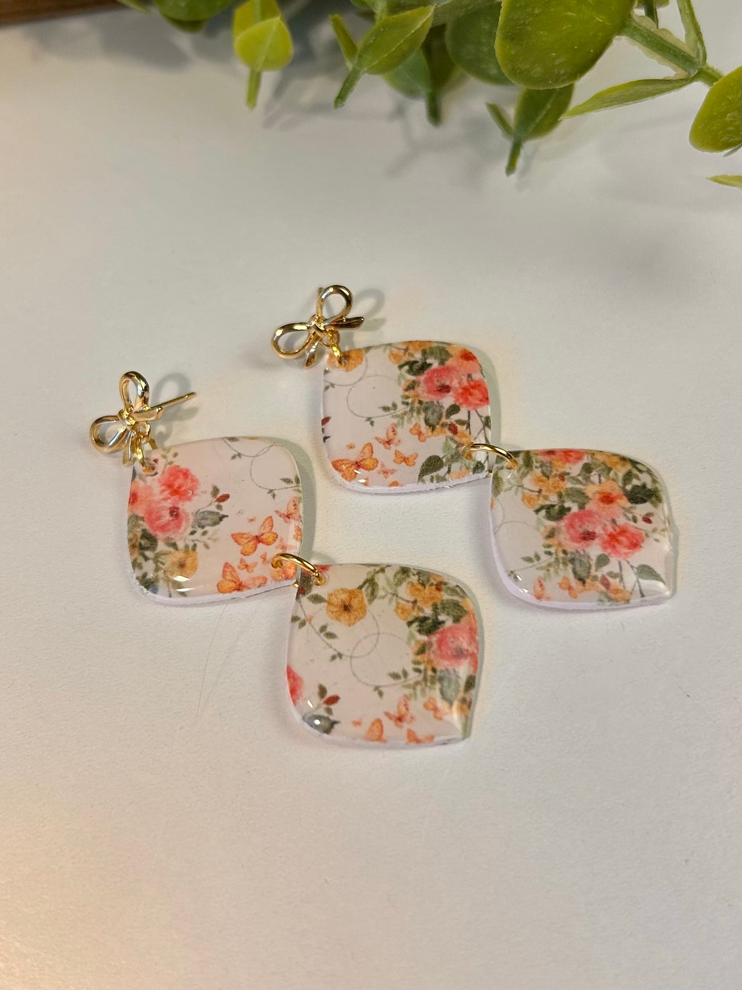 Floral Double Diamond Dangle