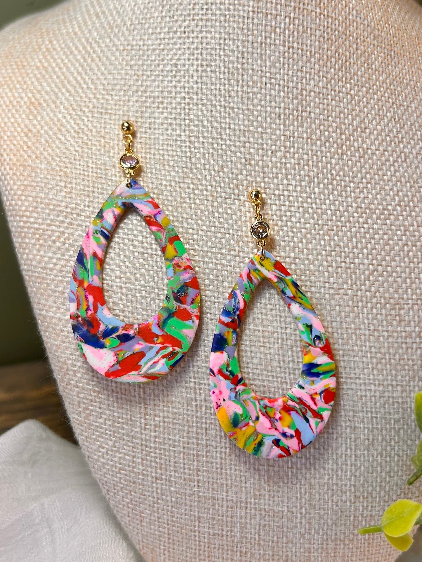 Rainbow Large Statement Open Teadrop Dangles