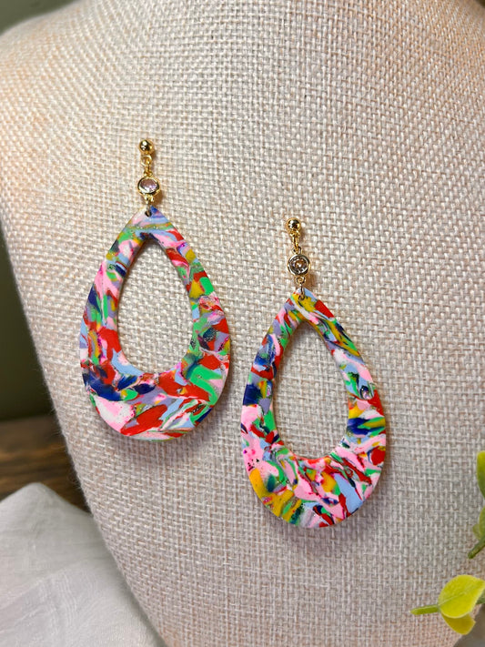 Rainbow Large Statement Open Teadrop Dangles