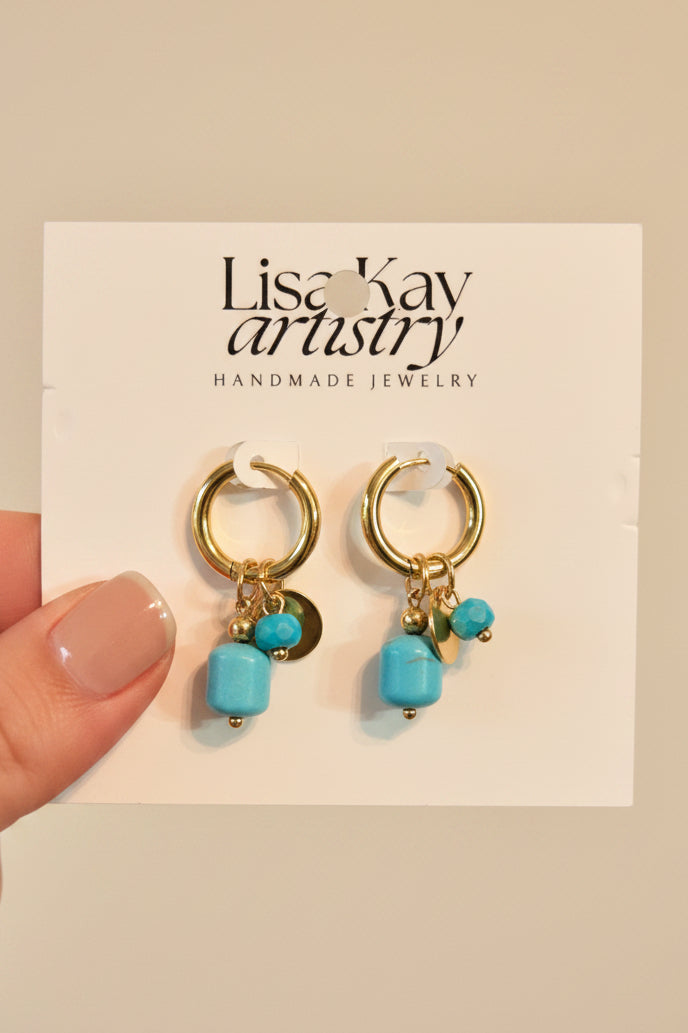 Huggie Hoops with Stone Dangles