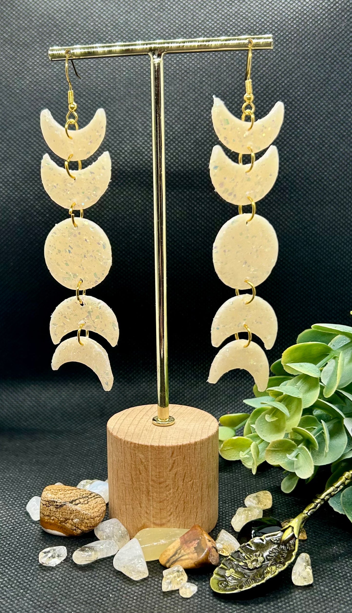 Opalescent Moon Light Dangle Earrings