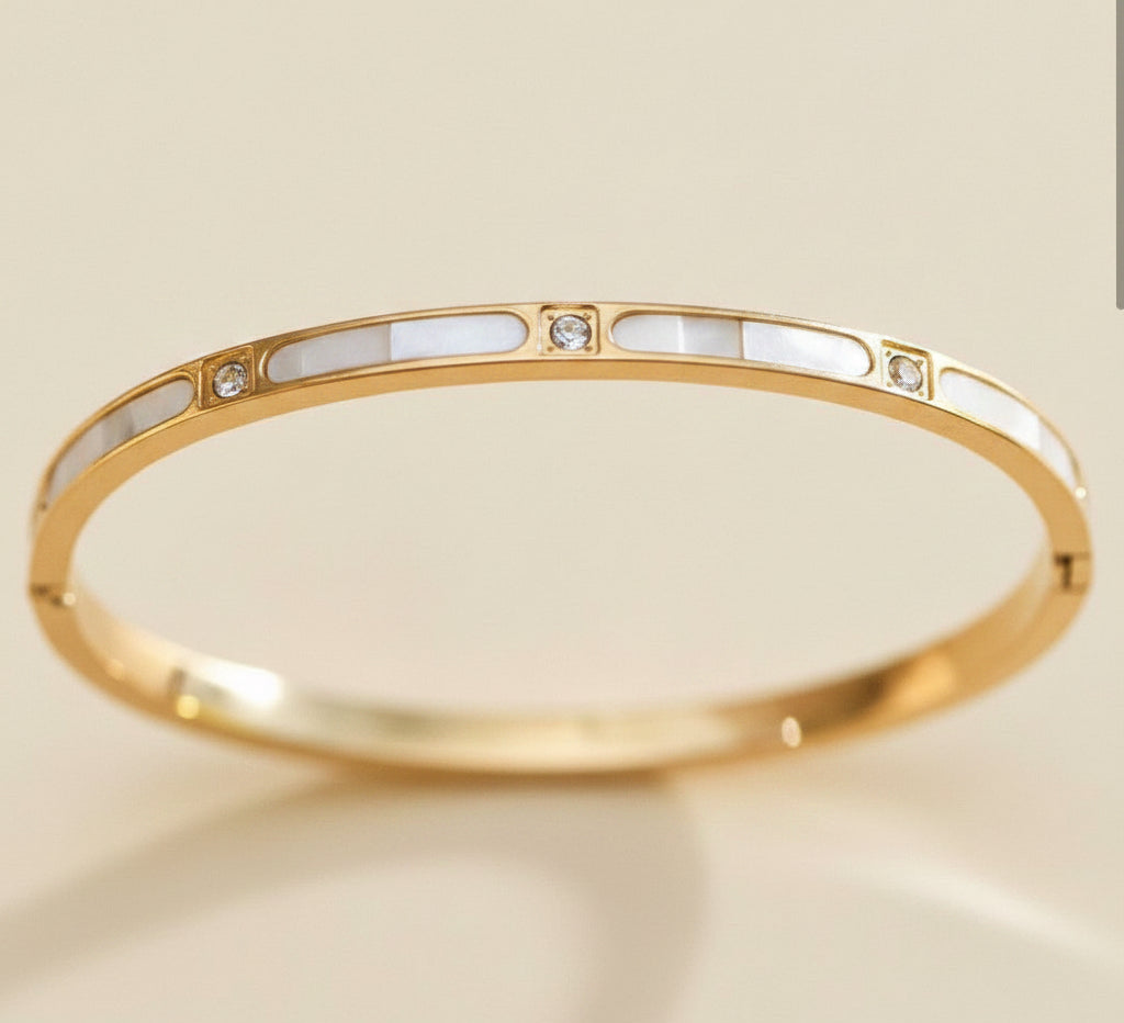 Bangle Bracelets in 18k Gold Plate, Tarnish Resistant with Hinge