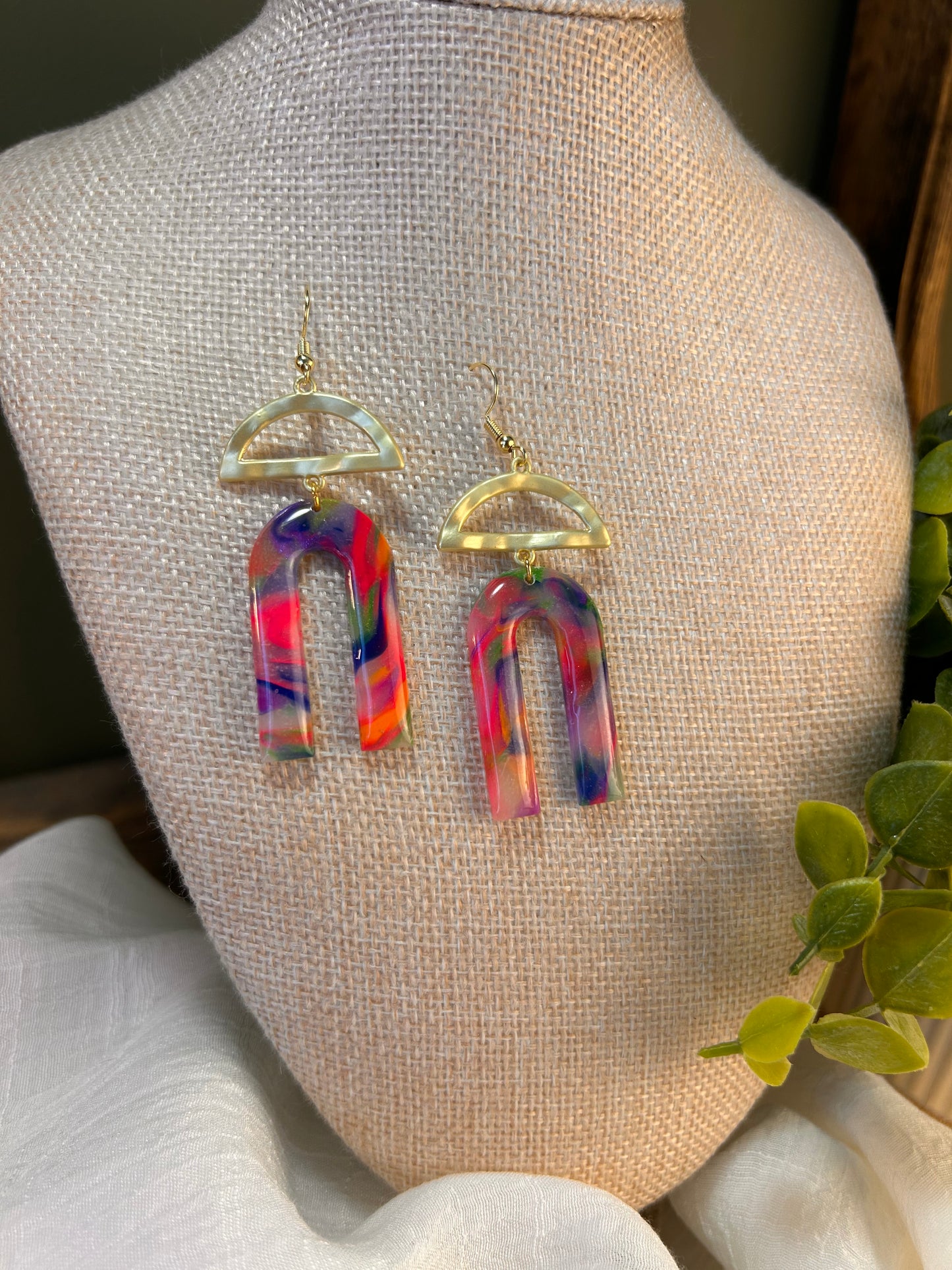Rainbow Arch Dangle Earrings One of a Kind