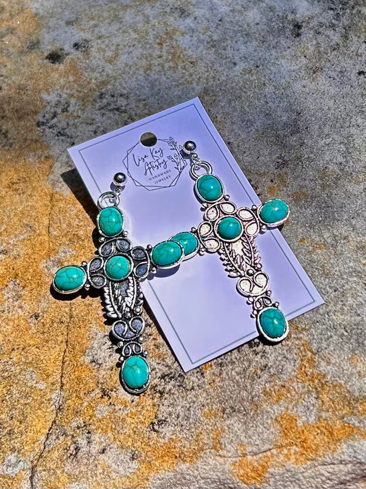 Cross Steel and Faux Turquoise