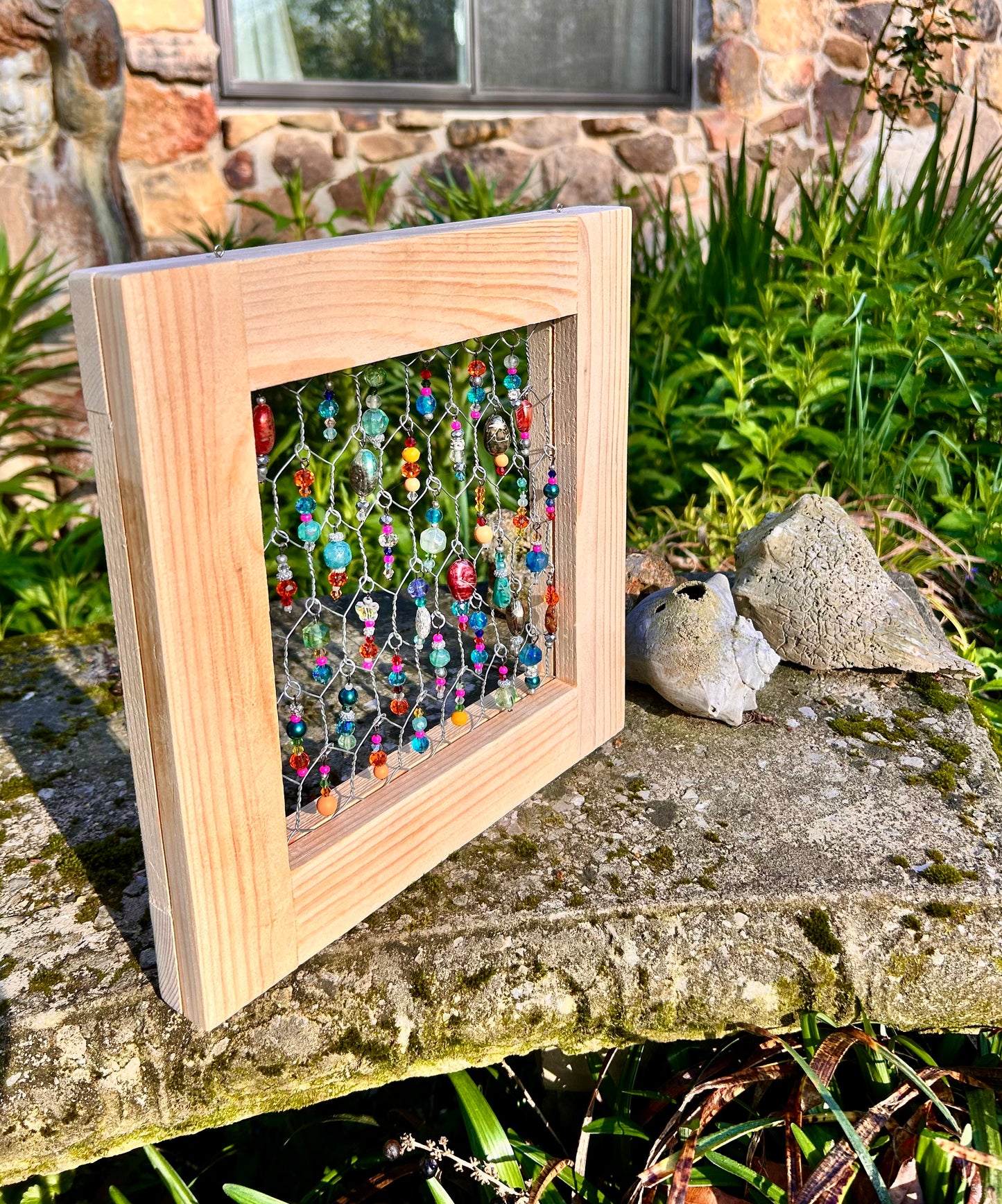 Beaded Sun Catcher Wood Frame