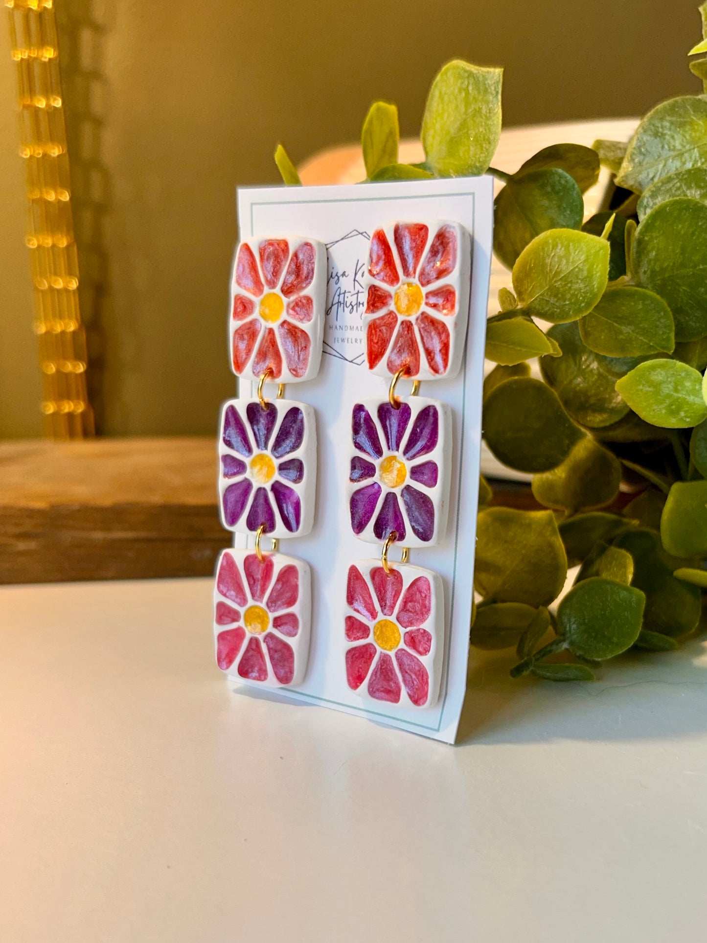 Matisse Inspired 3 flower Dangle