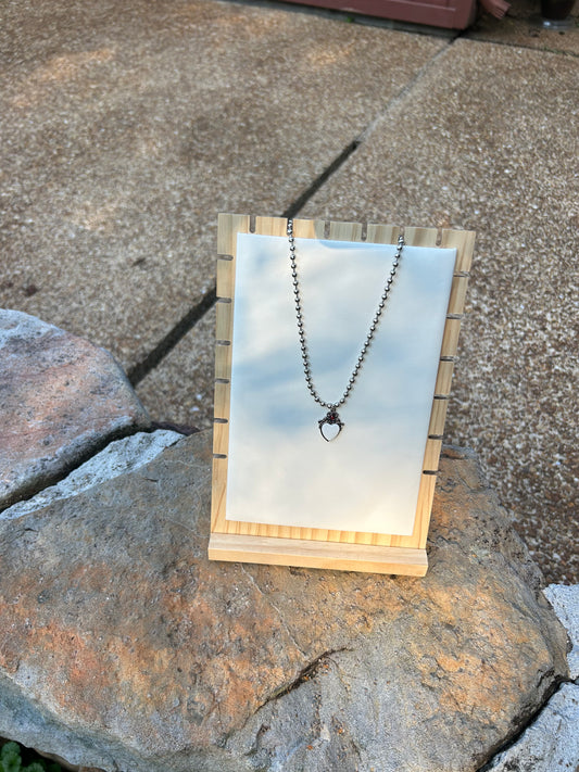 White Enamel Heart Charm Necklace- ready to wear