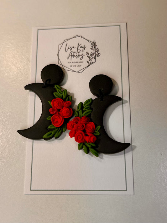Moon and Roses Earrings