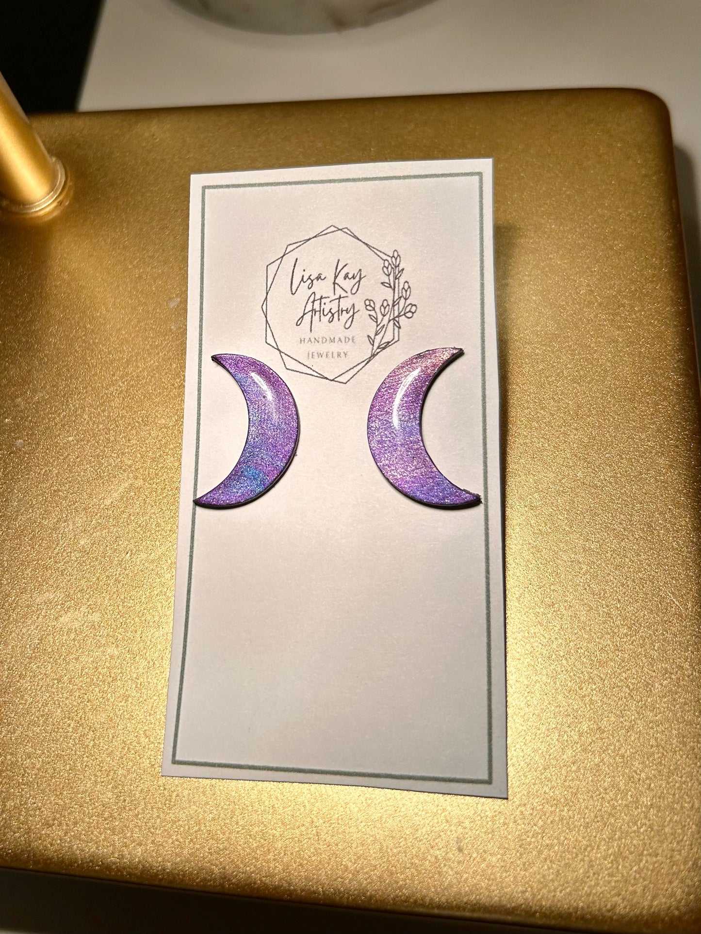 Northern Lights Small Purple Crescent Moon studs
