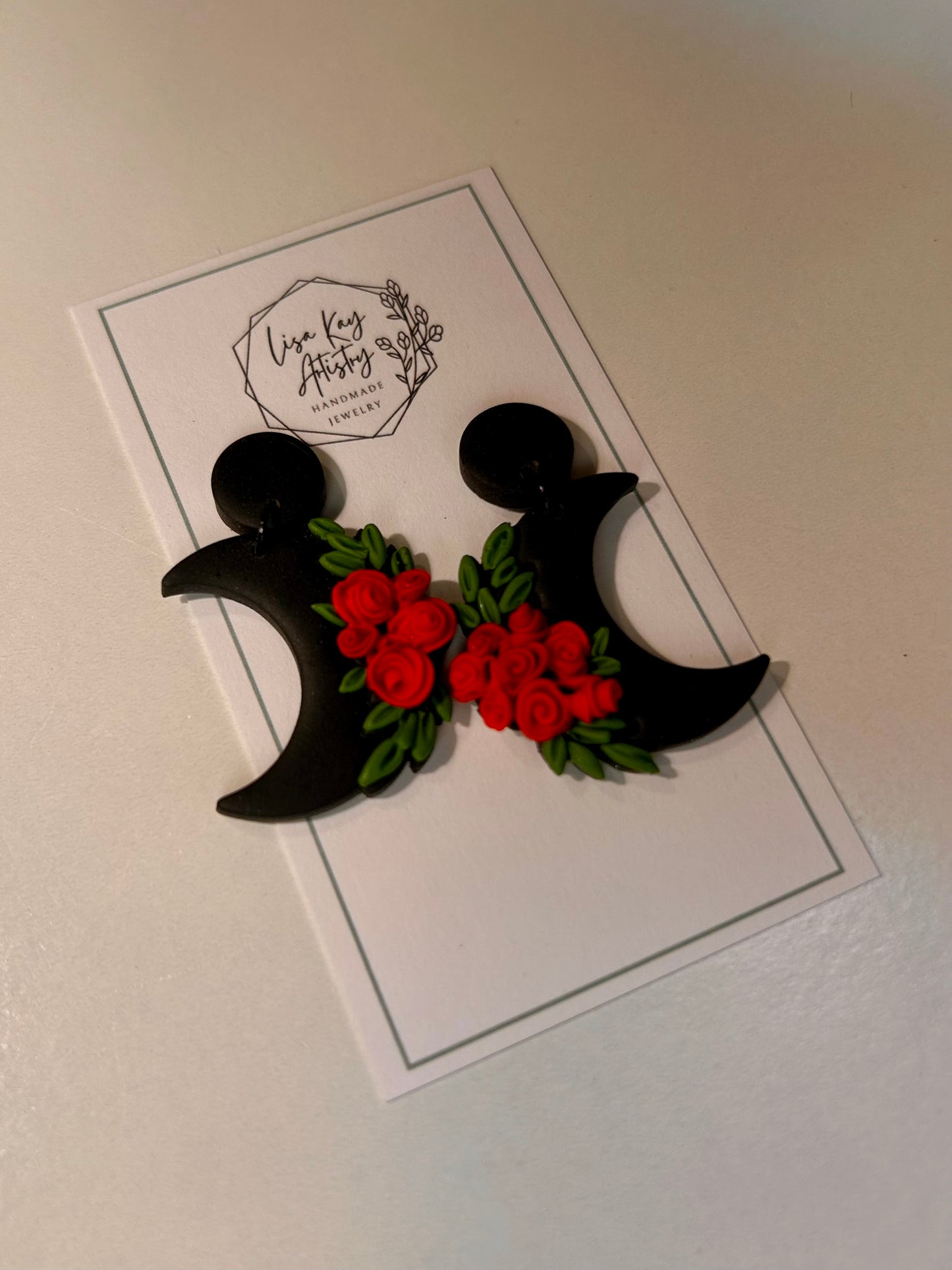 Moon and Roses Earrings